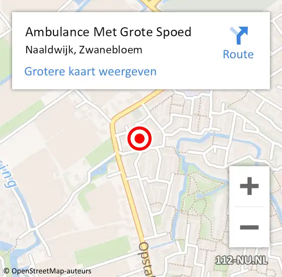 Locatie op kaart van de 112 melding: Ambulance Met Grote Spoed Naar Naaldwijk, Zwanebloem op 1 mei 2015 10:23