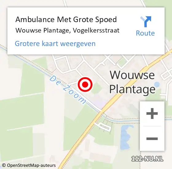Locatie op kaart van de 112 melding: Ambulance Met Grote Spoed Naar Wouwse Plantage, Vogelkersstraat op 1 mei 2015 12:25