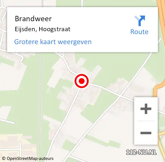 Locatie op kaart van de 112 melding: Brandweer Eijsden, Hoogstraat op 1 mei 2015 12:29