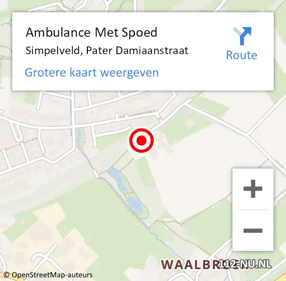 Locatie op kaart van de 112 melding: Ambulance Met Spoed Naar Simpelveld, Pater Damiaanstraat op 1 mei 2015 13:42
