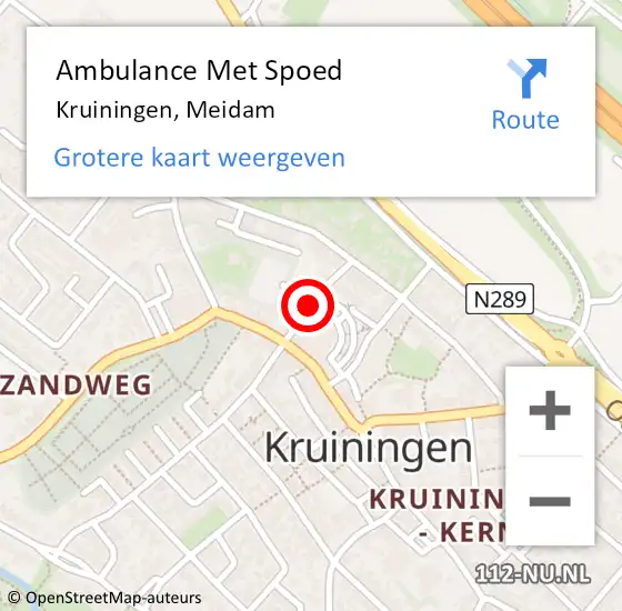 Locatie op kaart van de 112 melding: Ambulance Met Spoed Naar Kruiningen, Meidam op 1 mei 2015 13:55