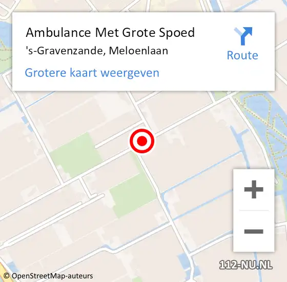 Locatie op kaart van de 112 melding: Ambulance Met Grote Spoed Naar 's-Gravenzande, Meloenlaan op 1 mei 2015 14:04