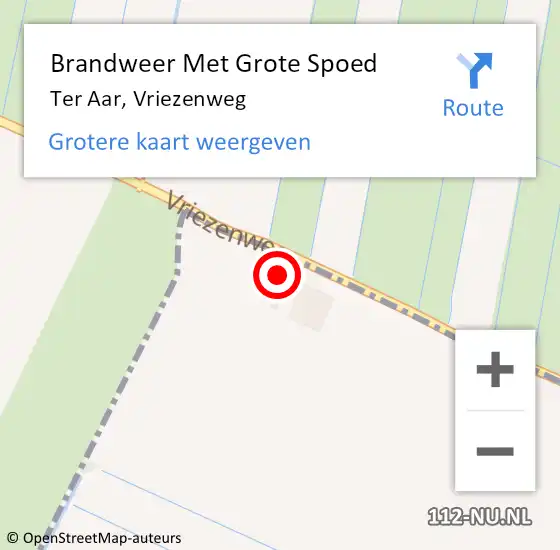 Locatie op kaart van de 112 melding: Brandweer Met Grote Spoed Naar Ter Aar, Vriezenweg op 1 mei 2015 14:30