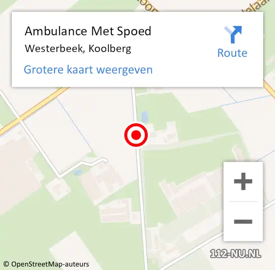 Locatie op kaart van de 112 melding: Ambulance Met Spoed Naar Westerbeek, Koolberg op 1 mei 2015 14:48