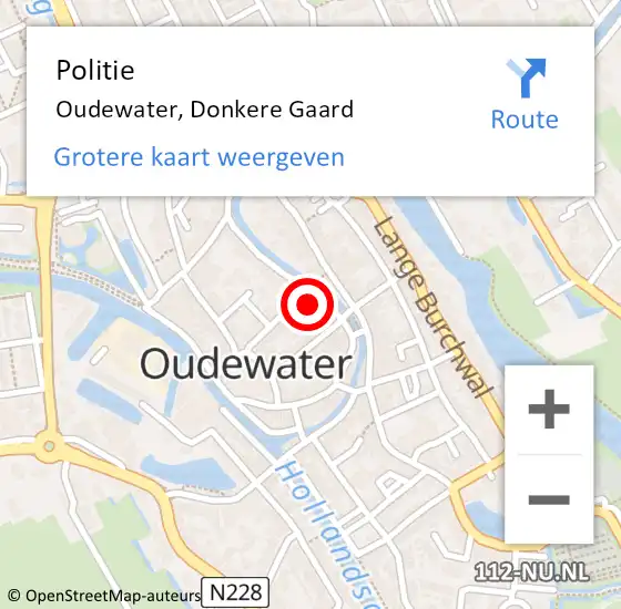 Locatie op kaart van de 112 melding: Politie Oudewater, Donkere Gaard op 1 mei 2015 14:51