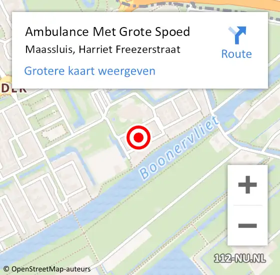 Locatie op kaart van de 112 melding: Ambulance Met Grote Spoed Naar Maassluis, Harriet Freezerstraat op 1 mei 2015 14:57