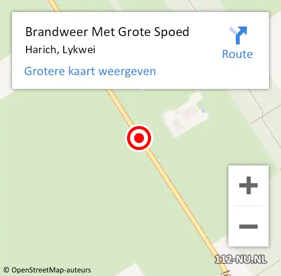 Locatie op kaart van de 112 melding: Brandweer Met Grote Spoed Naar Harich, Lykwei op 1 mei 2015 14:59