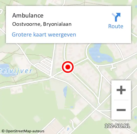 Locatie op kaart van de 112 melding: Ambulance Oostvoorne, Bryonialaan op 1 mei 2015 16:47