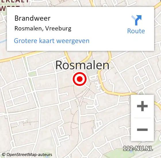 Locatie op kaart van de 112 melding: Brandweer Rosmalen, Vreeburg op 1 mei 2015 17:03