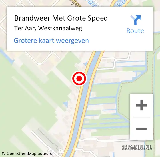 Locatie op kaart van de 112 melding: Brandweer Met Grote Spoed Naar Ter Aar, Westkanaalweg op 1 mei 2015 17:07