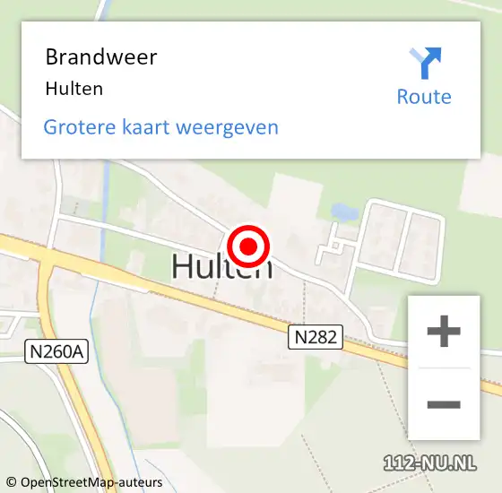 Locatie op kaart van de 112 melding: Brandweer Hulten op 1 mei 2015 17:23