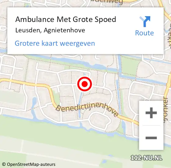 Locatie op kaart van de 112 melding: Ambulance Met Grote Spoed Naar Leusden, Agnietenhove op 1 mei 2015 18:07