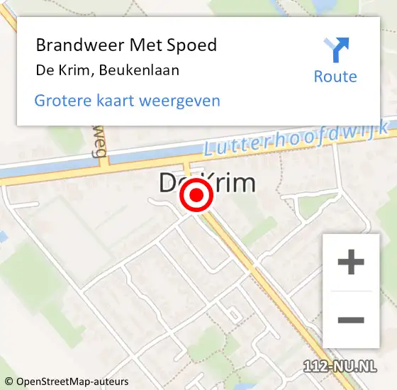 Locatie op kaart van de 112 melding: Brandweer Met Spoed Naar De Krim, Beukenlaan op 1 mei 2015 18:34