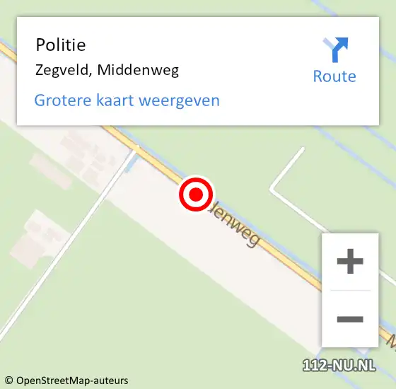 Locatie op kaart van de 112 melding: Politie Zegveld, Middenweg op 1 mei 2015 18:42