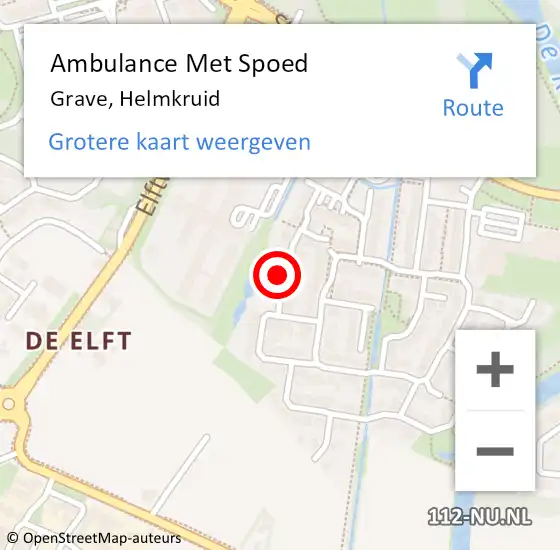 Locatie op kaart van de 112 melding: Ambulance Met Spoed Naar Grave, Helmkruid op 1 mei 2015 18:50