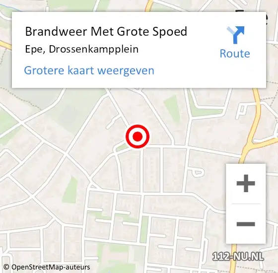 Locatie op kaart van de 112 melding: Brandweer Met Grote Spoed Naar Epe, Drossenkampplein op 1 mei 2015 18:51