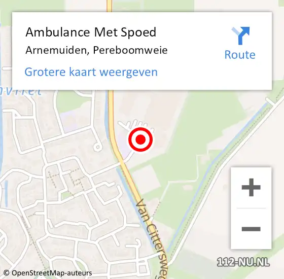 Locatie op kaart van de 112 melding: Ambulance Met Spoed Naar Arnemuiden, Pereboomweie op 1 mei 2015 19:09