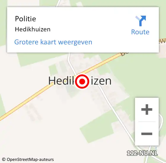 Locatie op kaart van de 112 melding: Politie Hedikhuizen op 1 mei 2015 19:40