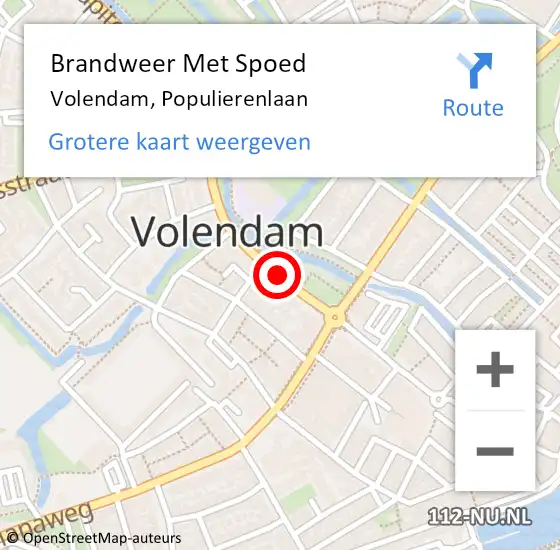 Locatie op kaart van de 112 melding: Brandweer Met Spoed Naar Volendam, Populierenlaan op 1 mei 2015 19:47