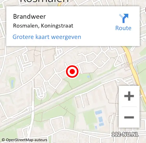 Locatie op kaart van de 112 melding: Brandweer Rosmalen, Koningstraat op 1 mei 2015 20:05