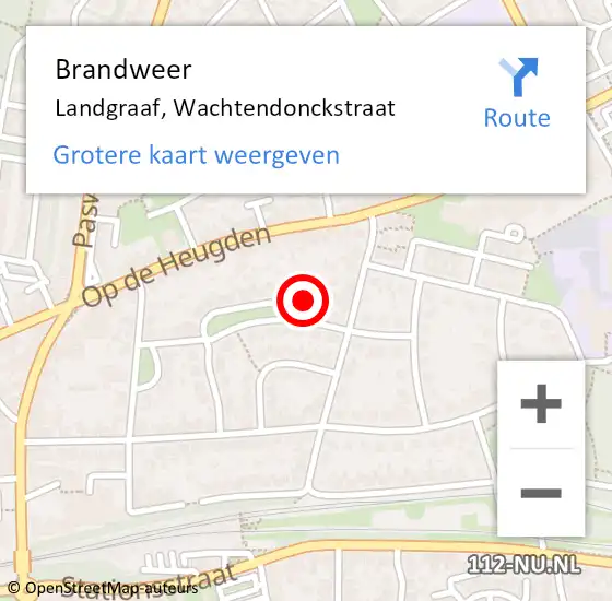 Locatie op kaart van de 112 melding: Brandweer Landgraaf, Wachtendonckstraat op 1 mei 2015 20:16