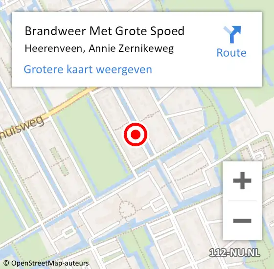 Locatie op kaart van de 112 melding: Brandweer Met Grote Spoed Naar Heerenveen, Annie Zernikeweg op 1 mei 2015 21:15