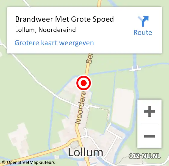 Locatie op kaart van de 112 melding: Brandweer Met Grote Spoed Naar Lollum, Noordereind op 1 mei 2015 21:24