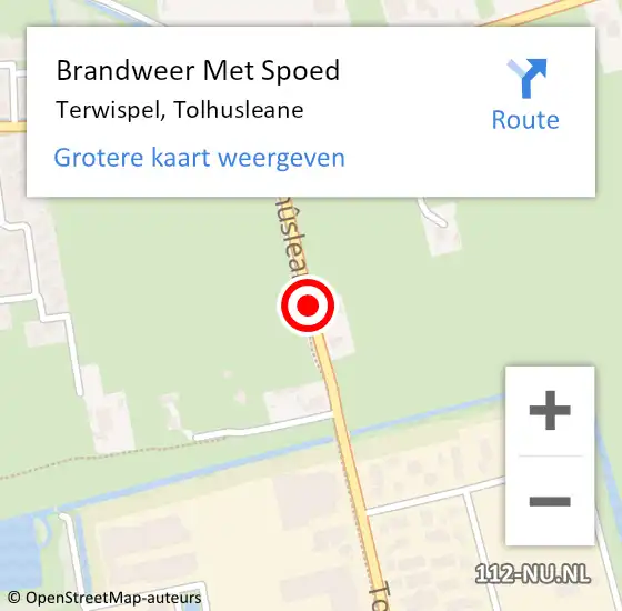 Locatie op kaart van de 112 melding: Brandweer Met Spoed Naar Terwispel, Tolhusleane op 1 mei 2015 22:03