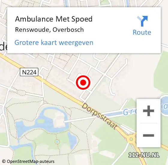 Locatie op kaart van de 112 melding: Ambulance Met Spoed Naar Renswoude, Overbosch op 1 mei 2015 23:09