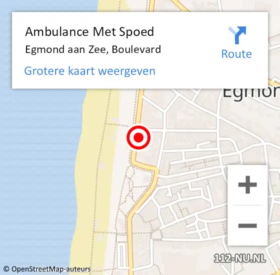 Locatie op kaart van de 112 melding: Ambulance Met Spoed Naar Egmond aan Zee, Boulevard op 2 mei 2015 00:14