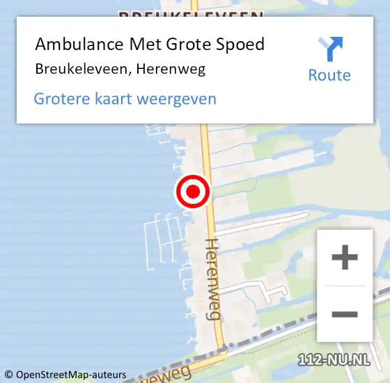 Locatie op kaart van de 112 melding: Ambulance Met Grote Spoed Naar Breukeleveen, Herenweg op 2 mei 2015 00:26