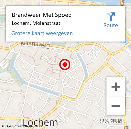 Locatie op kaart van de 112 melding: Brandweer Met Spoed Naar Lochem, Molenstraat op 2 mei 2015 02:26