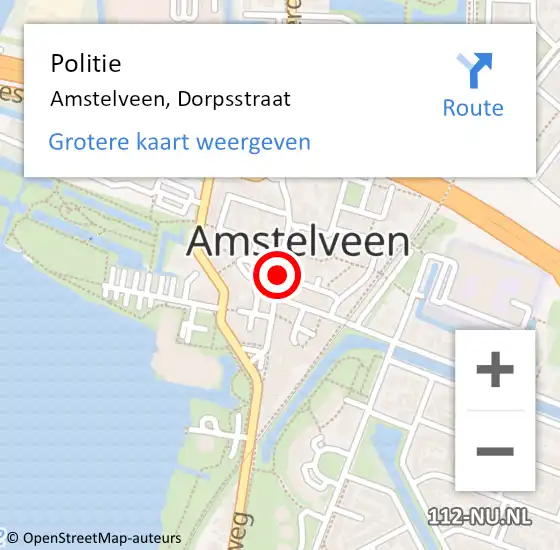 Locatie op kaart van de 112 melding: Politie Amstelveen, Dorpsstraat op 2 mei 2015 04:12