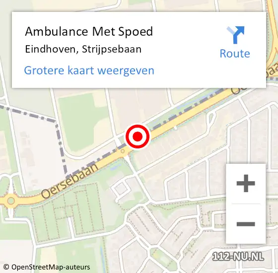 Locatie op kaart van de 112 melding: Ambulance Met Spoed Naar Eindhoven, Strijpsebaan op 2 mei 2015 04:25