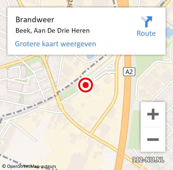 Locatie op kaart van de 112 melding: Brandweer Beek, Aan De Drie Heren op 2 mei 2015 06:26