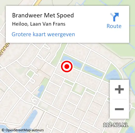 Locatie op kaart van de 112 melding: Brandweer Met Spoed Naar Heiloo, Laan Van Frans op 2 mei 2015 07:54