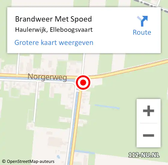 Locatie op kaart van de 112 melding: Brandweer Met Spoed Naar Haulerwijk, Elleboogsvaart op 6 november 2013 14:49