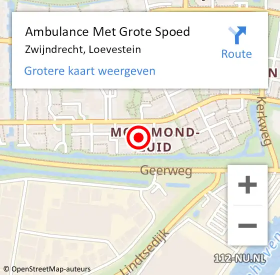 Locatie op kaart van de 112 melding: Ambulance Met Grote Spoed Naar Zwijndrecht, Loevestein op 2 mei 2015 09:47