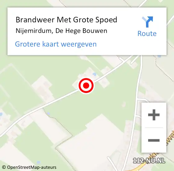 Locatie op kaart van de 112 melding: Brandweer Met Grote Spoed Naar Nijemirdum, De Hege Bouwen op 2 mei 2015 10:51