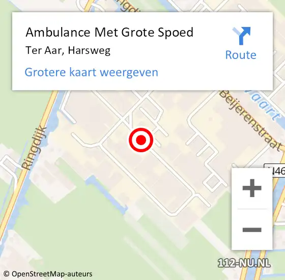 Locatie op kaart van de 112 melding: Ambulance Met Grote Spoed Naar Ter Aar, Harsweg op 2 mei 2015 11:27