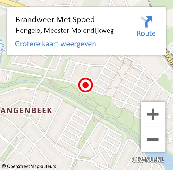 Locatie op kaart van de 112 melding: Brandweer Met Spoed Naar Hengelo, Meester Molendijkweg op 2 mei 2015 11:47