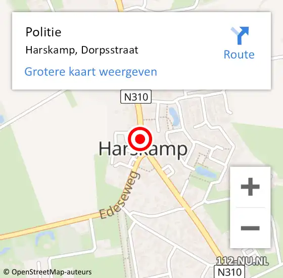 Locatie op kaart van de 112 melding: Politie Harskamp, Dorpsstraat op 2 mei 2015 12:00