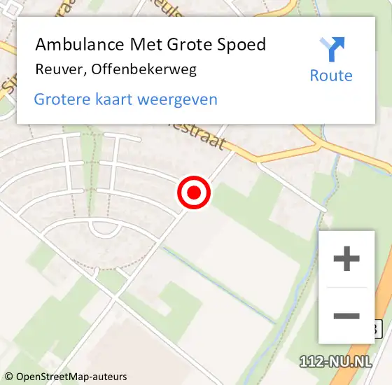 Locatie op kaart van de 112 melding: Ambulance Met Grote Spoed Naar Reuver, Offenbekerweg op 2 mei 2015 12:21