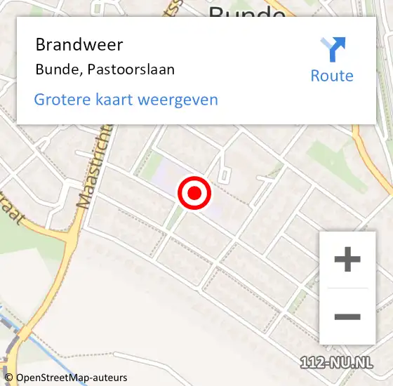 Locatie op kaart van de 112 melding: Brandweer Bunde, Pastoorslaan op 2 mei 2015 13:45