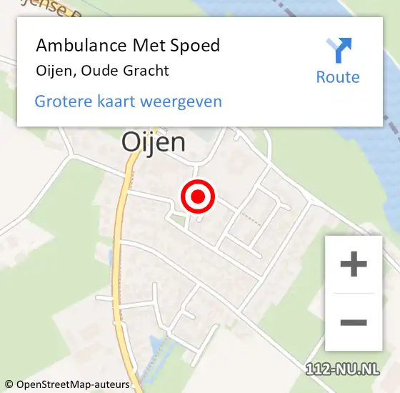 Locatie op kaart van de 112 melding: Ambulance Met Spoed Naar Oijen, Oude Gracht op 2 mei 2015 15:29