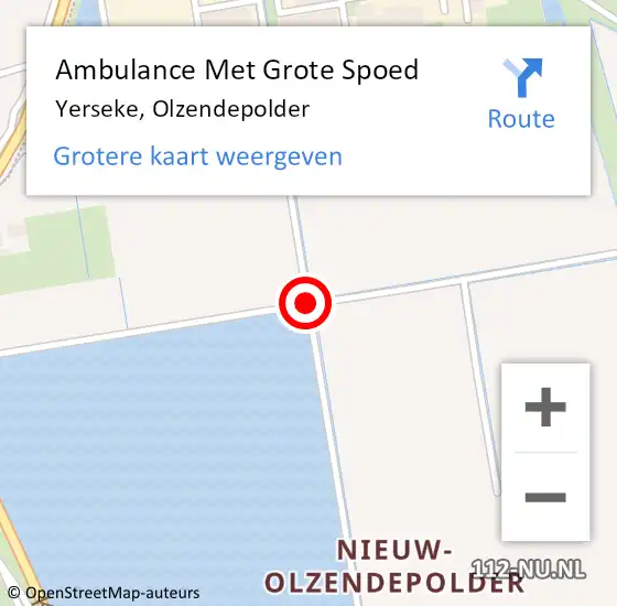 Locatie op kaart van de 112 melding: Ambulance Met Grote Spoed Naar Yerseke, Olzendepolder op 2 mei 2015 15:34