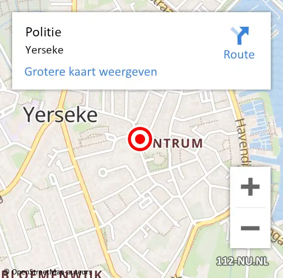 Locatie op kaart van de 112 melding: Politie Yerseke op 2 mei 2015 15:37