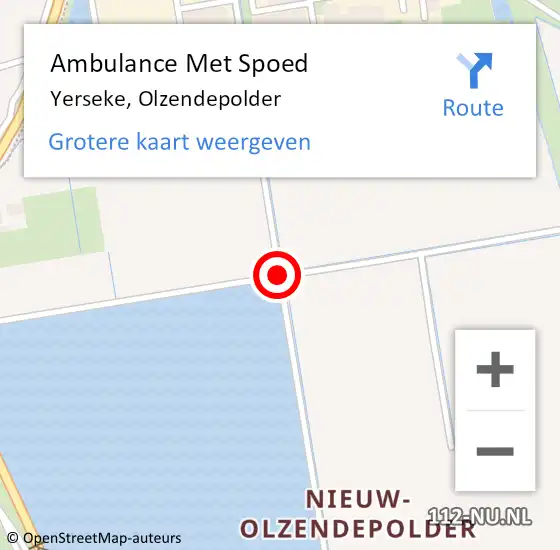 Locatie op kaart van de 112 melding: Ambulance Met Spoed Naar Yerseke, Olzendepolder op 2 mei 2015 15:37