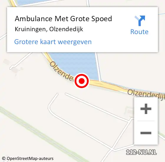 Locatie op kaart van de 112 melding: Ambulance Met Grote Spoed Naar Kruiningen, Olzendedijk op 2 mei 2015 15:42