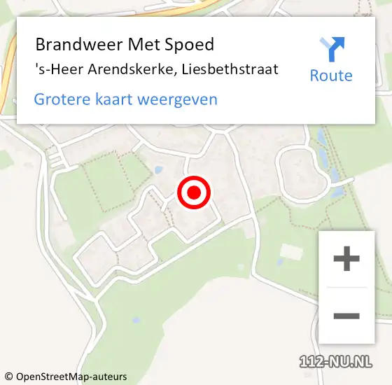 Locatie op kaart van de 112 melding: Brandweer Met Spoed Naar 's-Heer Arendskerke, Liesbethstraat op 2 mei 2015 15:50